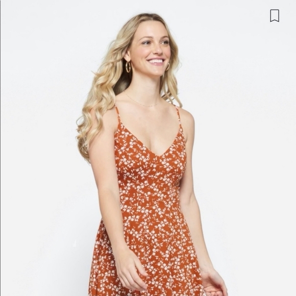 The General Good Floral Orange Dress Crisscross Strappy Size Large NWOT - Picture 5 of 16